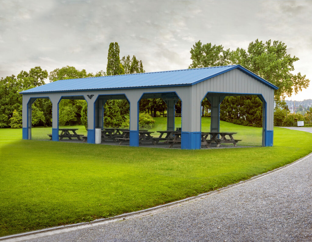 20' x 50' x 9' - Picnic Shelter Featured Building 50 Original Picture Express Carport